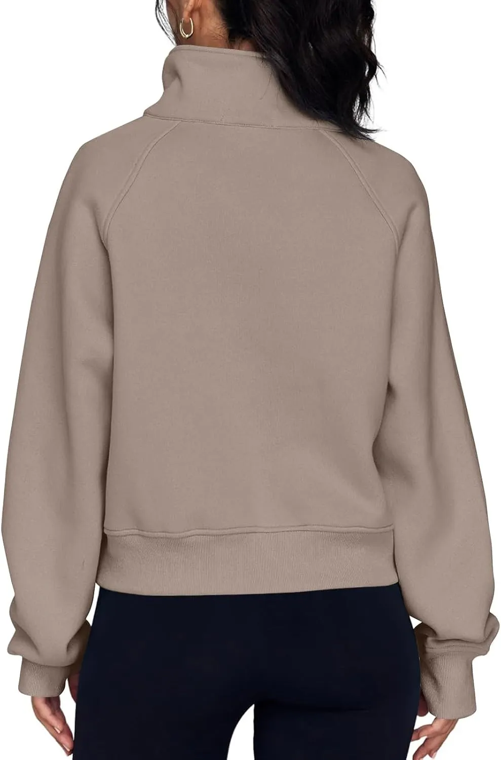 Sweatshirt for Women Half Zip Cropped Pullover Fleece Quarter Zipper Hoodies Fall Outfits Clothes Thumb Hole