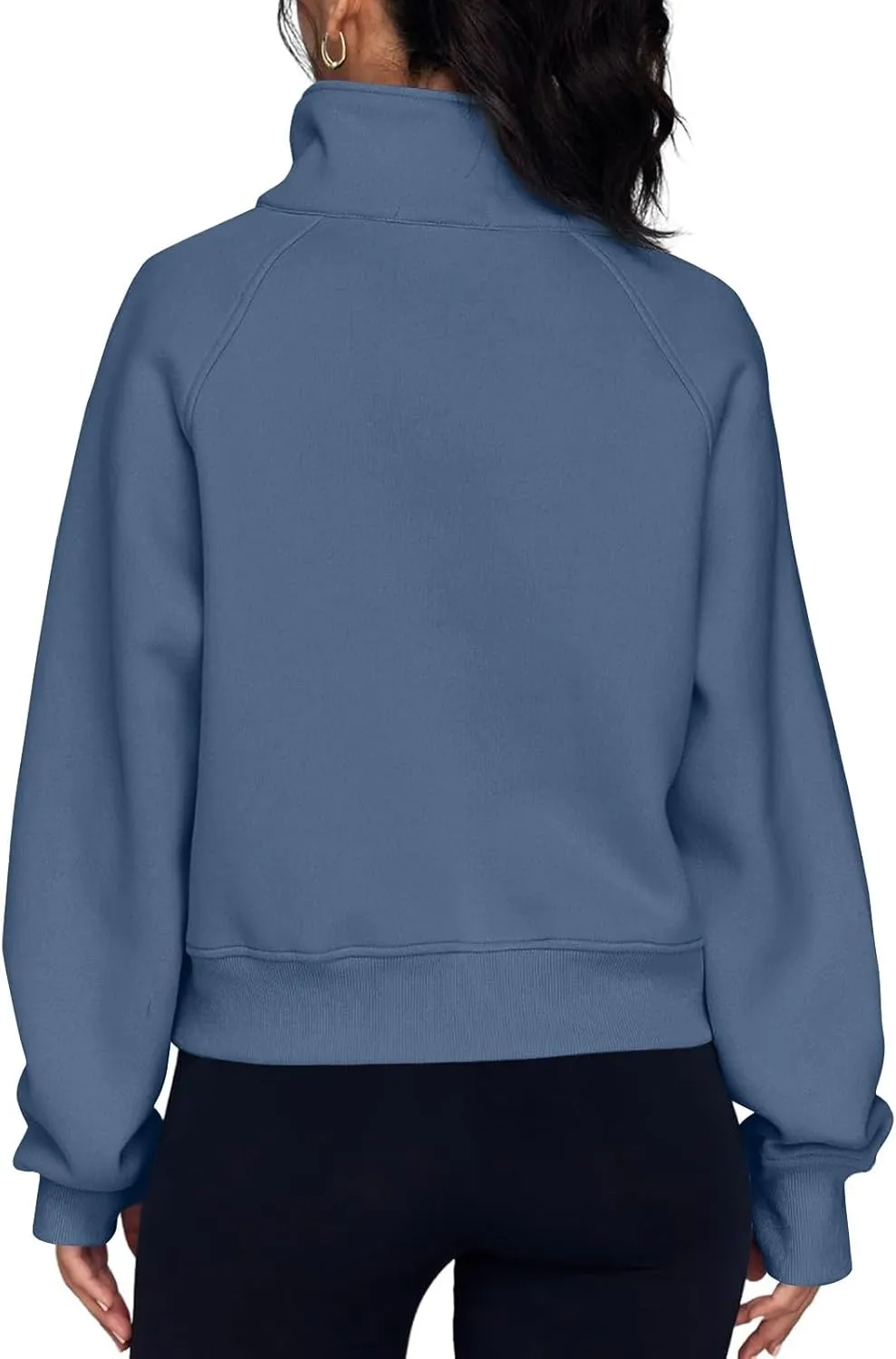 Sweatshirt for Women Half Zip Cropped Pullover Fleece Quarter Zipper Hoodies Fall Outfits Clothes Thumb Hole