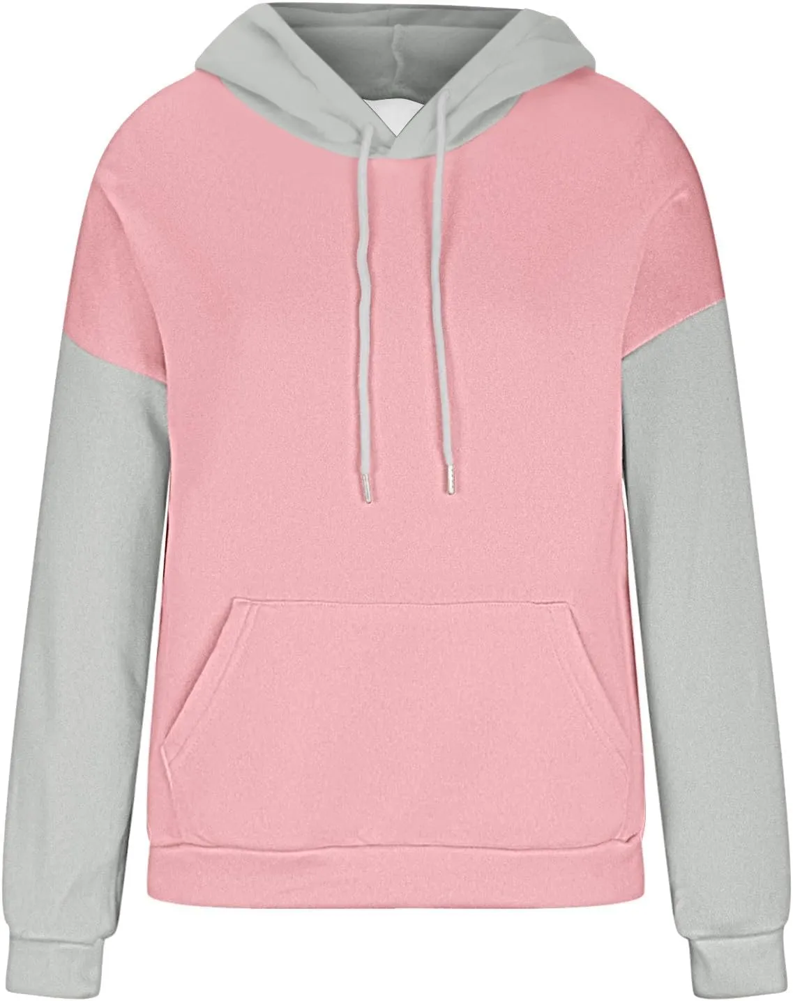 Sweatshirts for Women Oversized Drawstring Color Block Hoodies Spring Trendy Long Sleeve Pullover Tops with Pocket