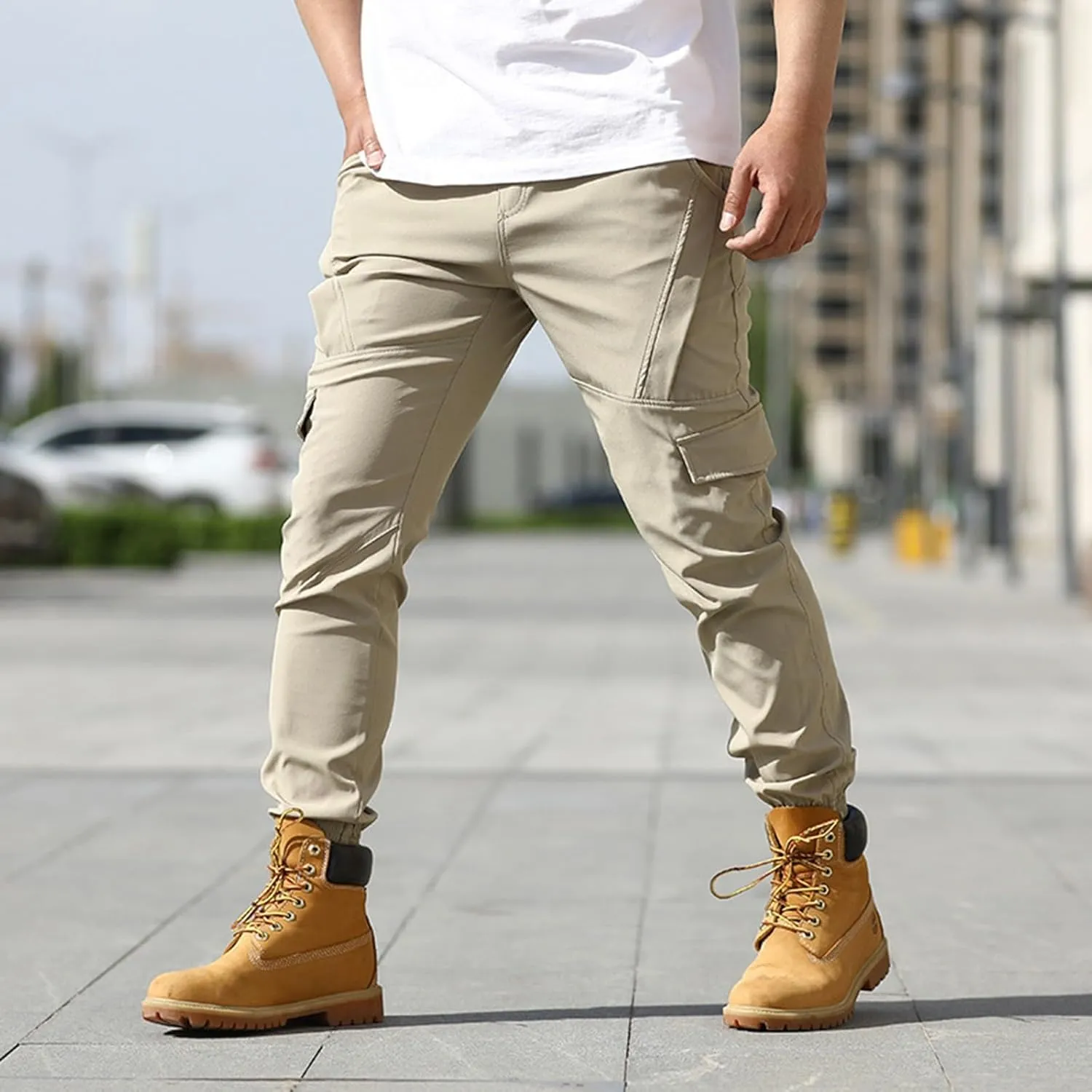 Tactical Cargo Pants for Men Active Running Pants with Multi-Pocket Lightweight Loose Trousers
