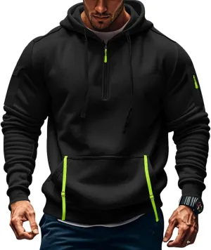 Tactical Hoodies for Men Quarter Zip Pullover Men Vintage Workout Outfits with Pockets Military Sweatshirt