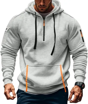 Tactical Hoodies for Men Quarter Zip Pullover Men Vintage Workout Outfits with Pockets Military Sweatshirt