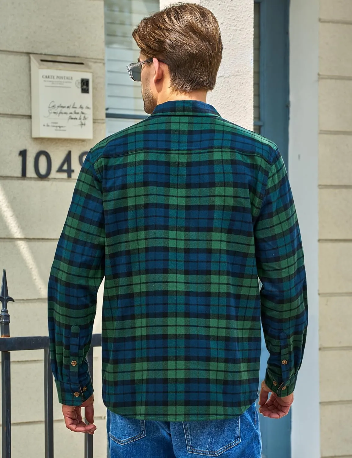 TACVASEN Men's Flannel Shirts Cotton Plaid Shirt Long Sleeve Button Up Shirt Jackets with 2 Chest Pockets