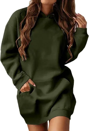 The Warmy Oversized Hoodie Dress for Women Casual Pullover Sweatshirt Long Sleeve with Kangaroo Pocket
