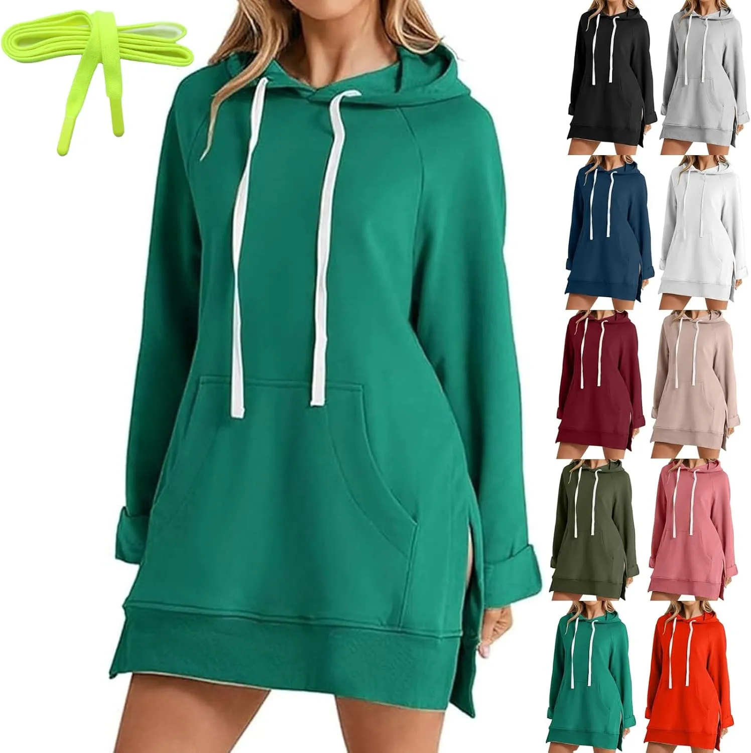 The Warmy Oversized Hoodie Dress for Women, First Ones Hoodie for Women, Casual Pullover Long Sleeve Split Hem
