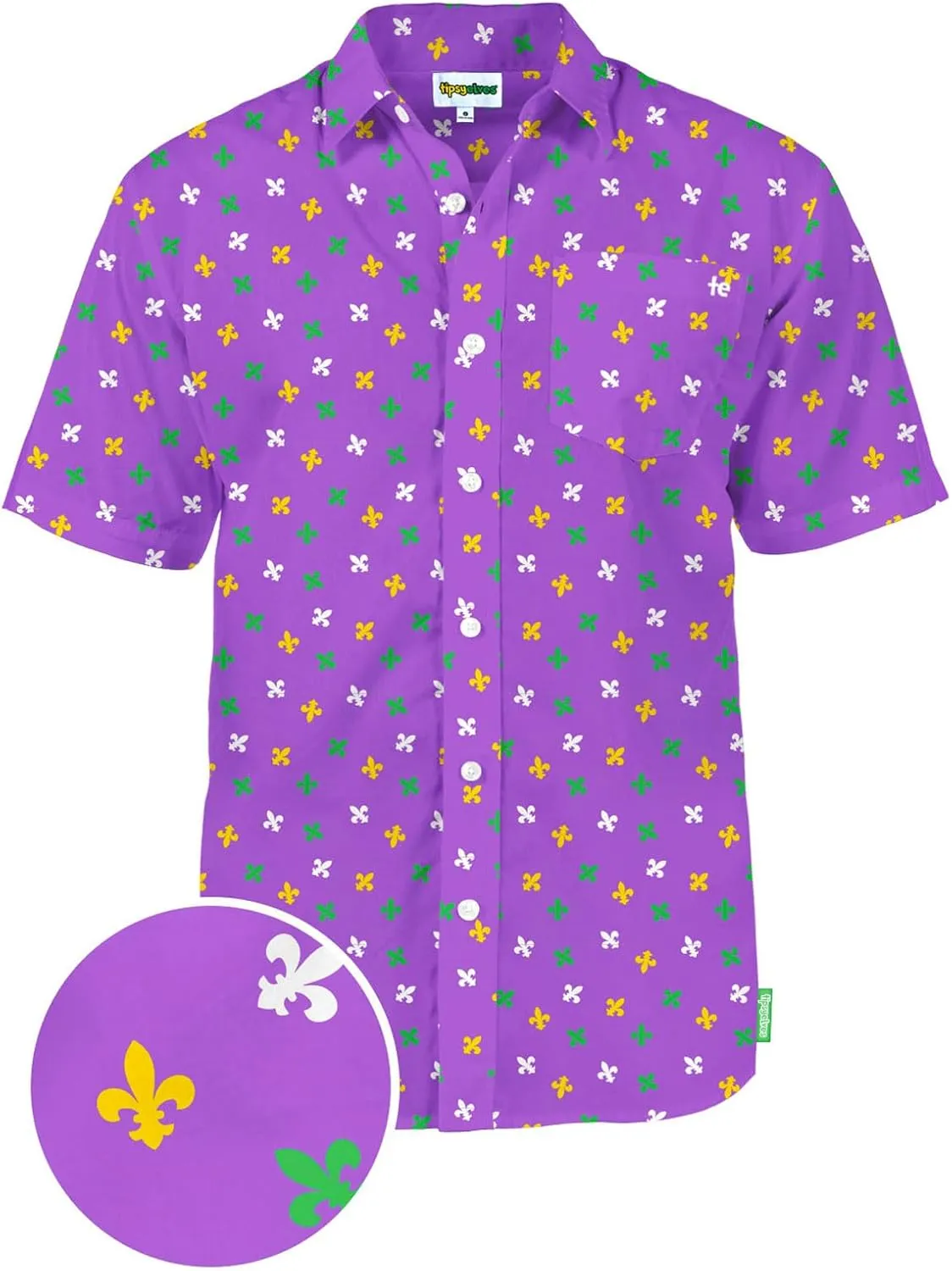 Tipsy Elves Button Down Shirts for Men - Valentine’s Day, Mardi Gras and St Patrick’s Day Men’s Button Ups