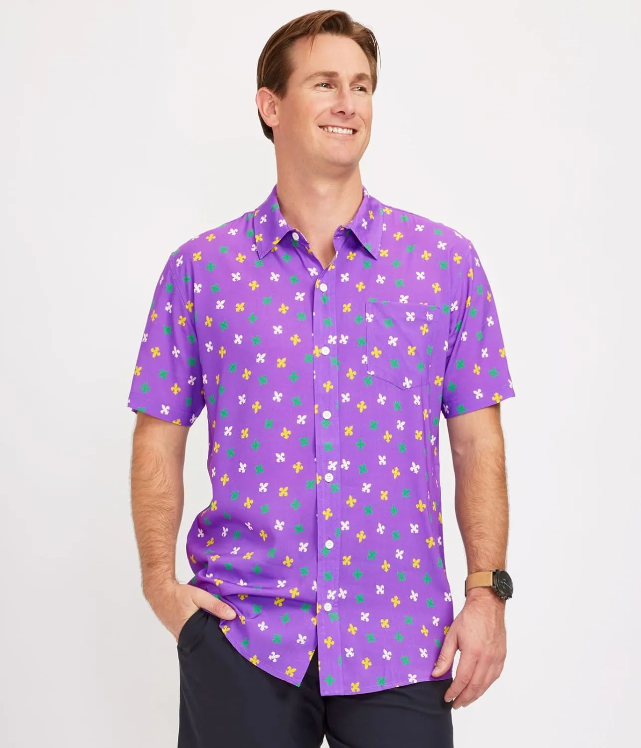 Tipsy Elves Button Down Shirts for Men - Valentine’s Day, Mardi Gras and St Patrick’s Day Men’s Button Ups