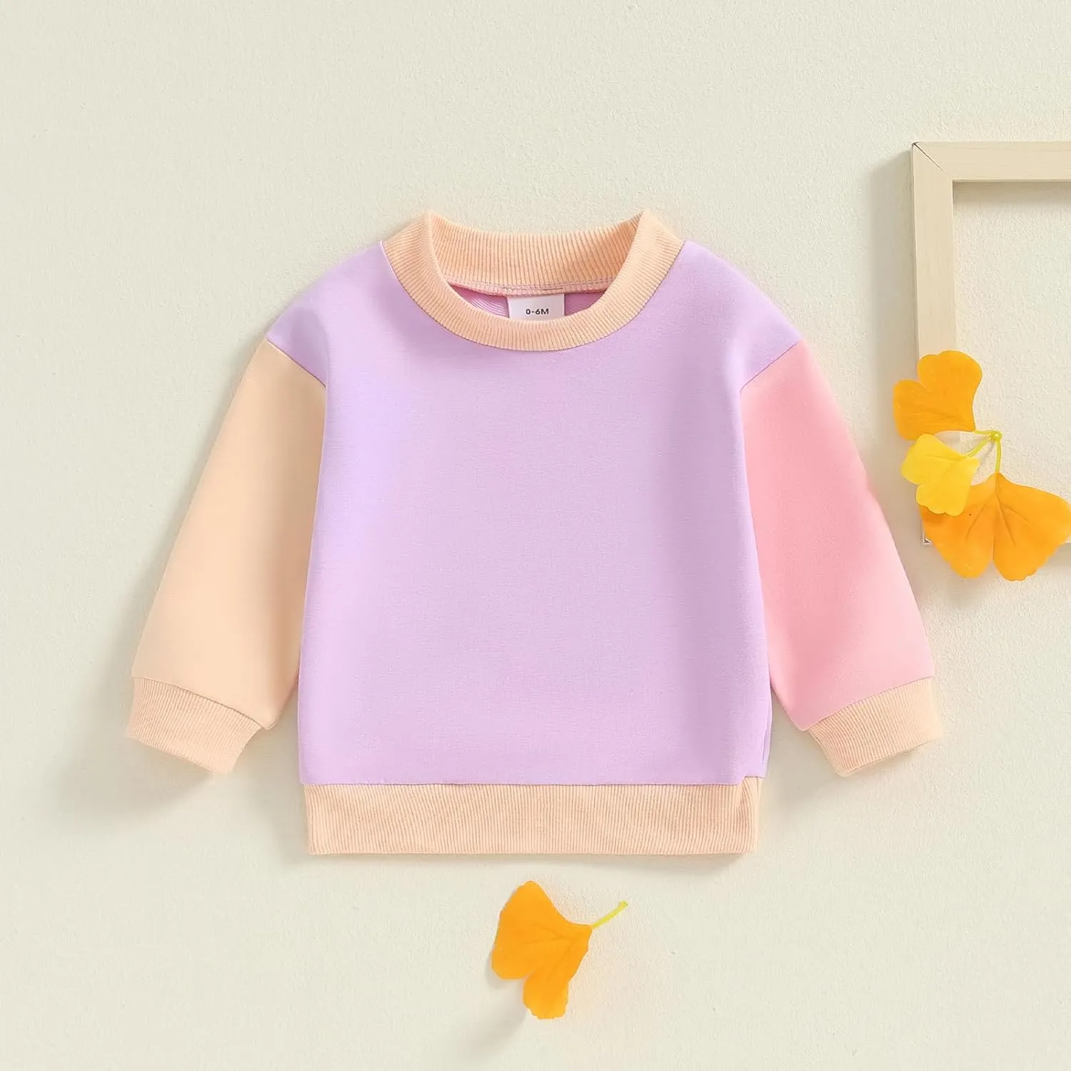 Toddler Baby Girl Boy Sweatshirt Color Block Long Sleeve Oversized Crewneck Pullover Tops Fall Winter Outfits