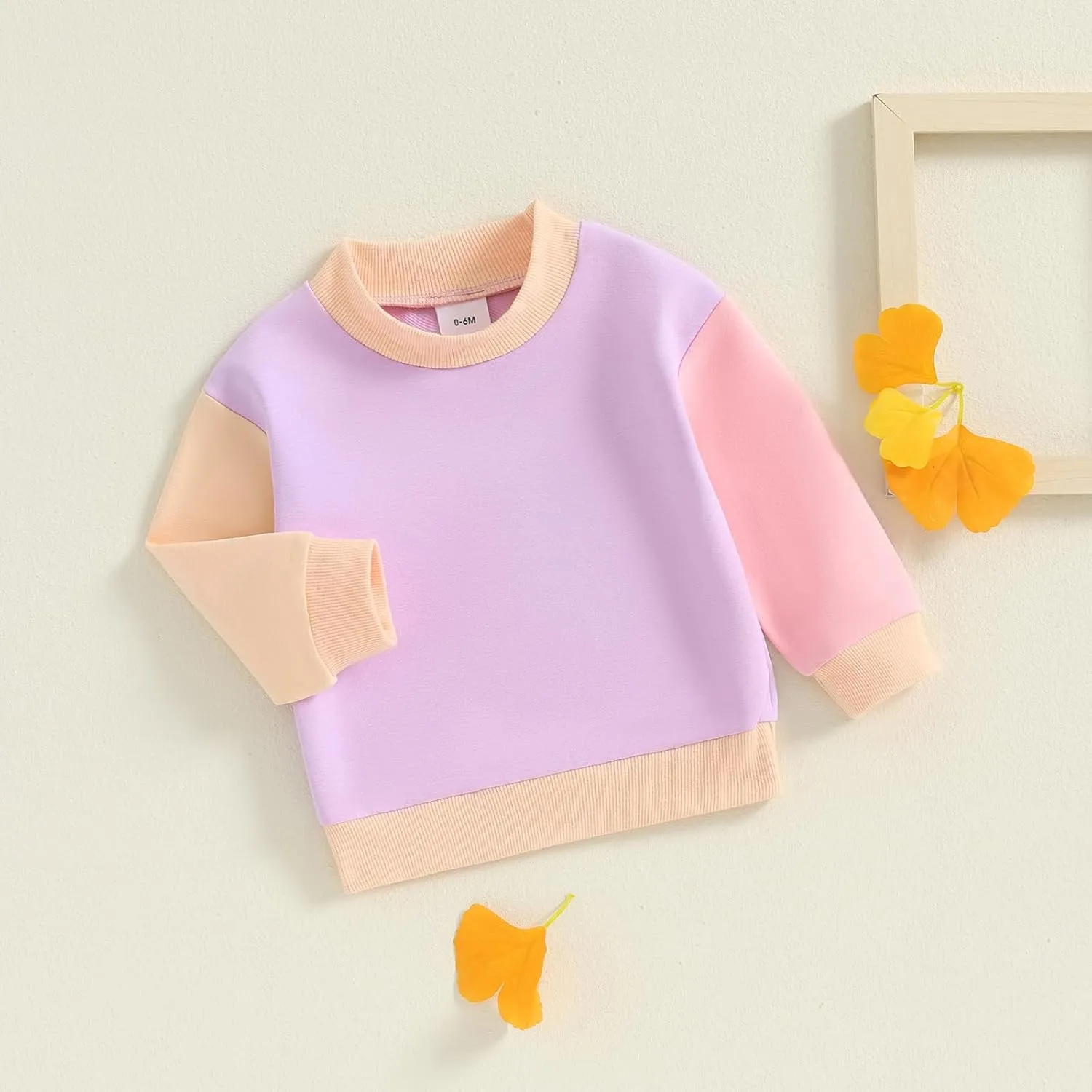 Toddler Baby Girl Boy Sweatshirt Color Block Long Sleeve Oversized Crewneck Pullover Tops Fall Winter Outfits
