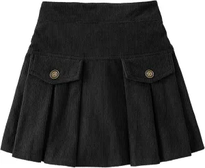 Toddler Kid Girls Vintage Corduroy Mini Skirt High Waisted Y2K Ruffle Skirts with Liner 3-12Y
