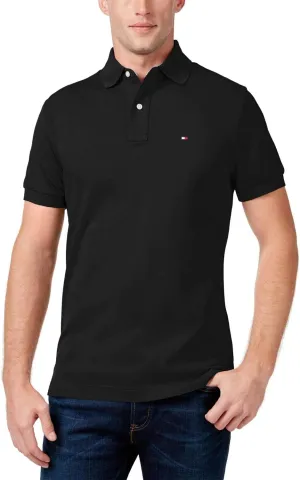 Tommy Hilfiger Men's Big-Tall Big and Tall Polo Shirt Ivy Shirt, Tommy Black, TL- 2XL