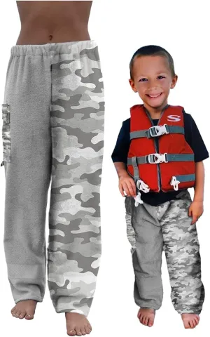 Towel Pants for Swimmers  Cotton Terry Towel Pants  Beach Coverup  Swim wear - Grey Camo Camouflage Pattern