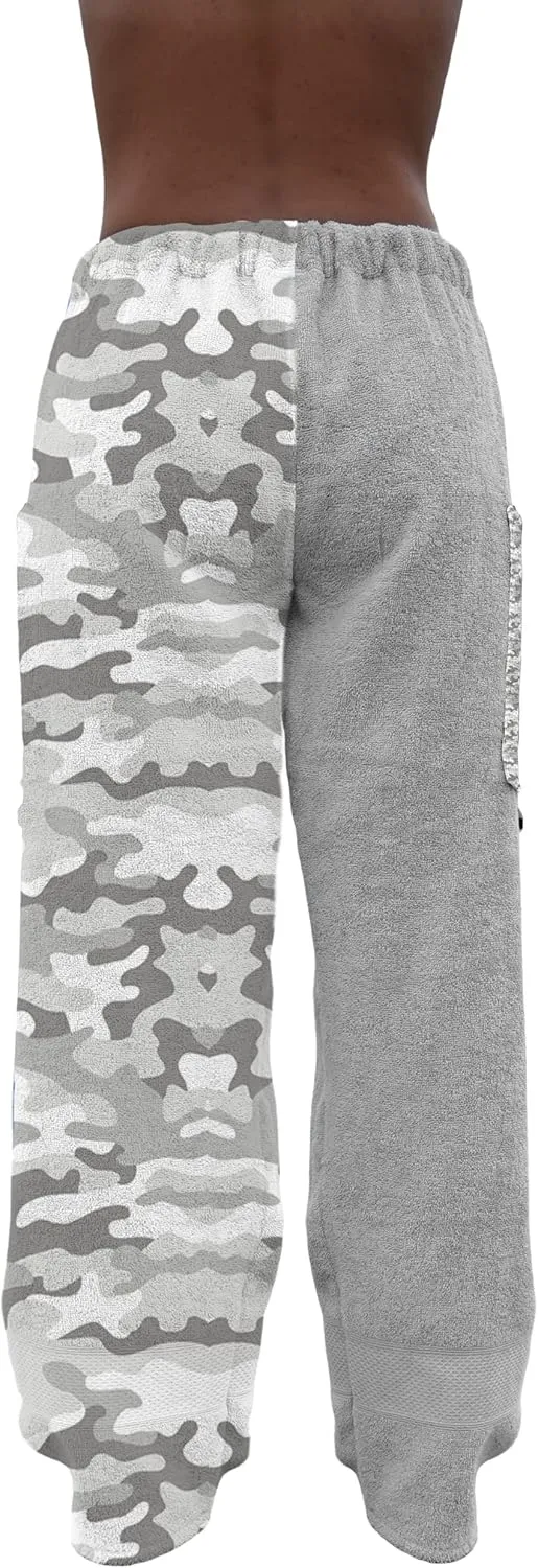 Towel Pants for Swimmers  Cotton Terry Towel Pants  Beach Coverup  Swim wear - Grey Camo Camouflage Pattern