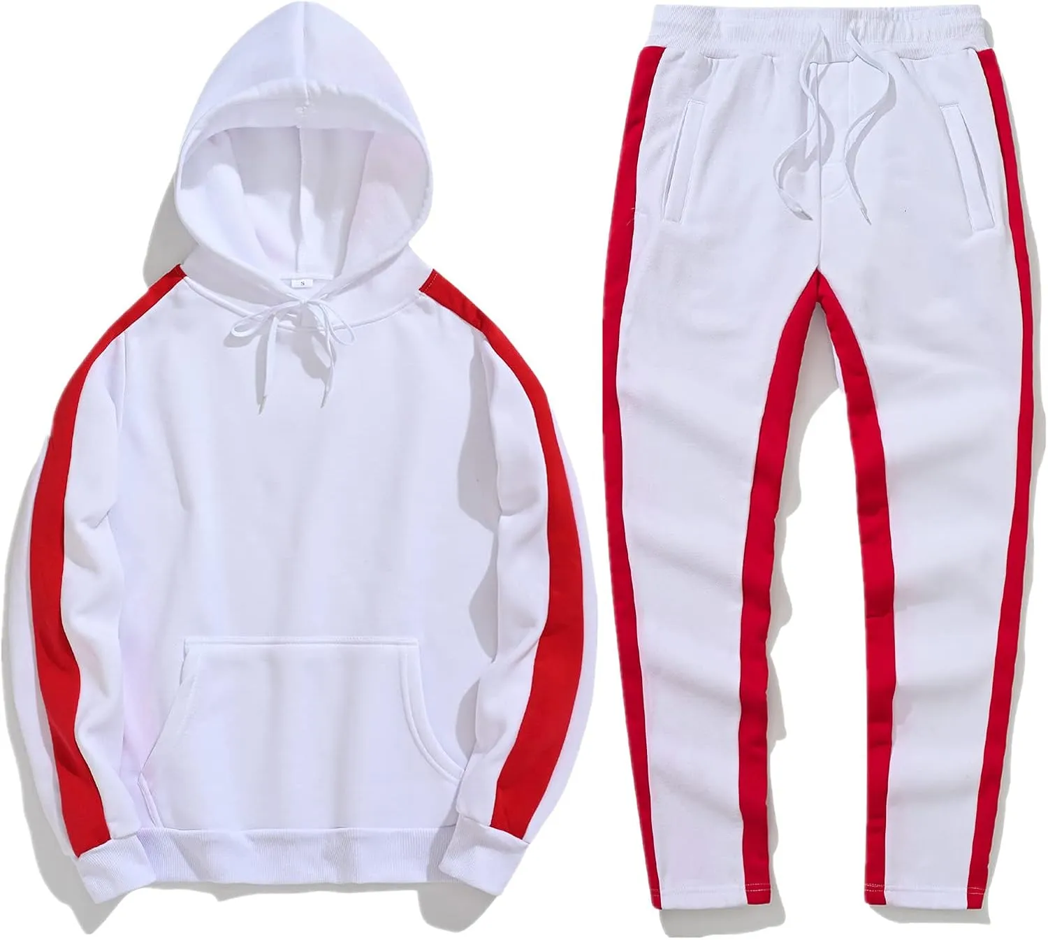 Tracksuit Men 2 Piece Set Big and Tall Long Sleeve Hooded Activewear Suits Gym Workout Training Stretchy Outfits