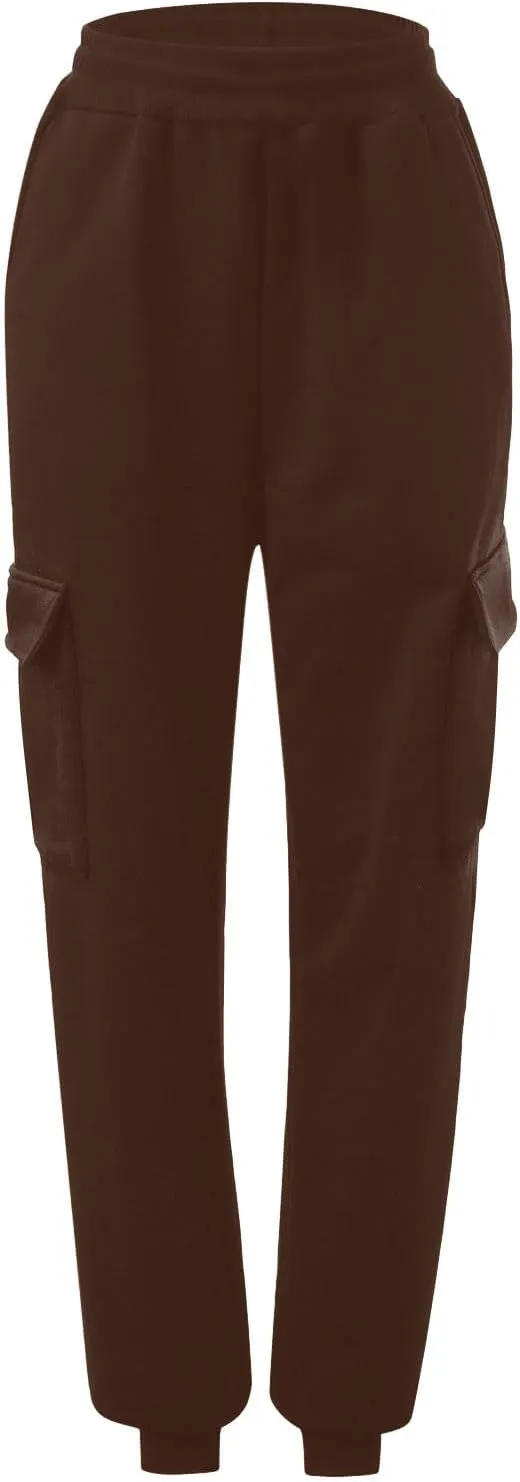 Trendy Sweatpants for Women 2024 Cargo Pants Women Casual Solid Elastic Casual Pants with Pockets Trousers