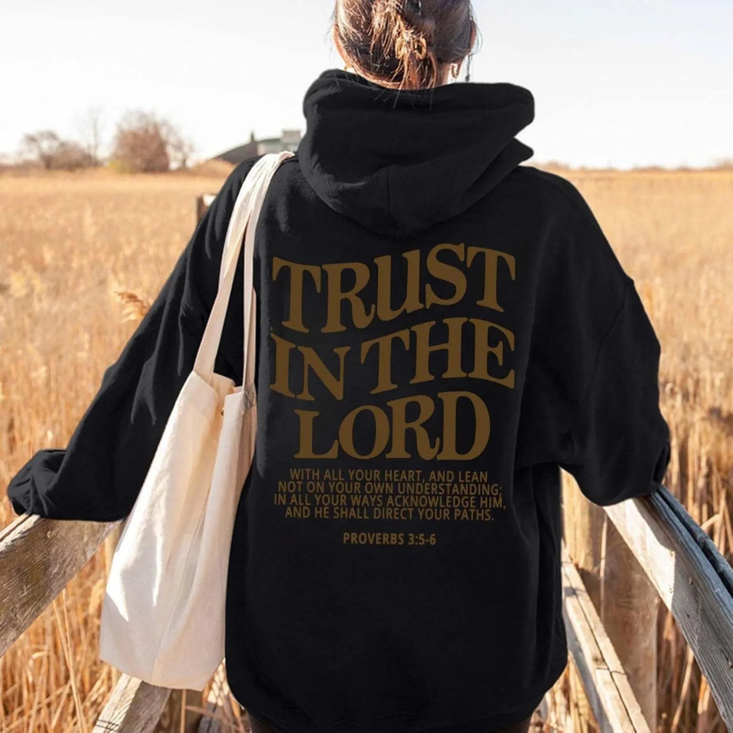 Trust in the Lord Christian Bible Verse Hoodie Jesus Saves Faith Sweatshirt Pullover Tops Fall Harajuku Stre