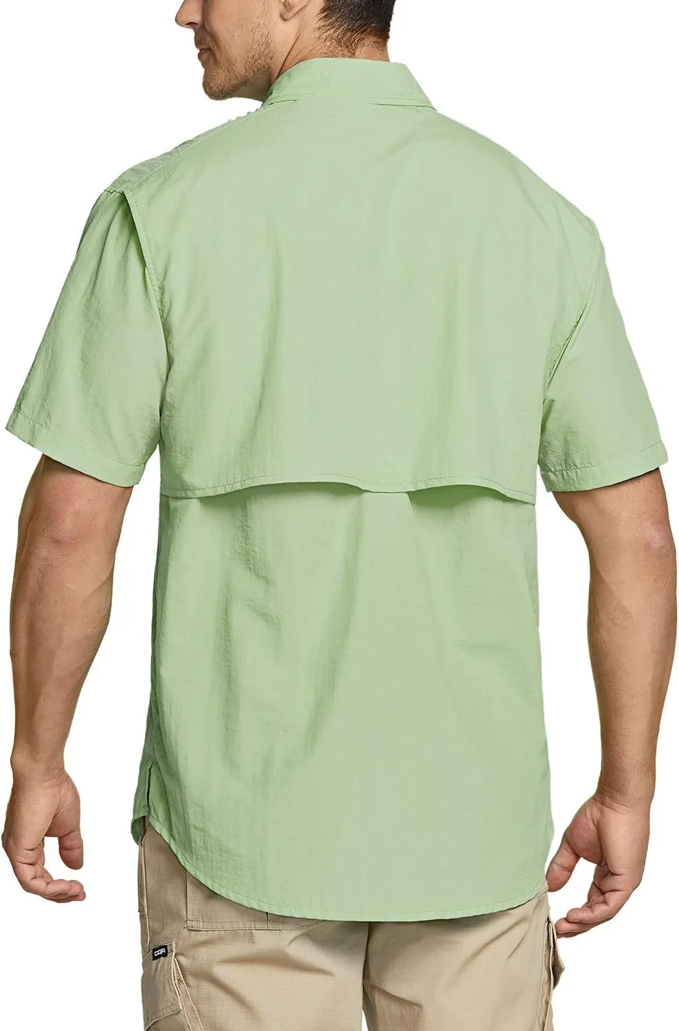 TSLA Men's Performance Fishing Shirt, UPF 50  Breathable Button Down Shirts, Outdoor Recreation Short Sleeve Shirt