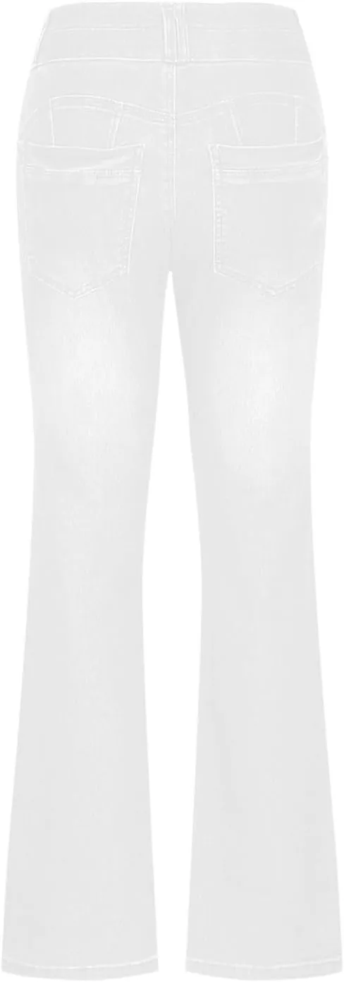 Uillui Bell Bottom Jeans for Women High Waist Slim Fit Flare Denim Pants Fashion Casual Button Pocket Trousers Straight Pant