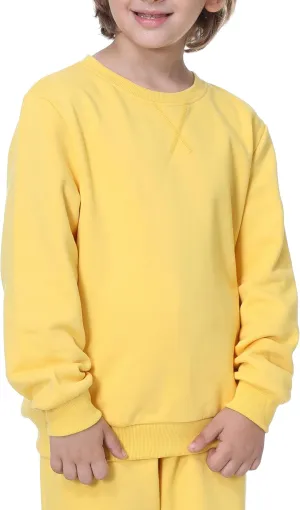 UNACOO Sweatshirt Kids Crewneck Long Sleeve Fleece Sweatshirt Pullover Cotton Tops for Boys or Girls (Age 3-12 Years)