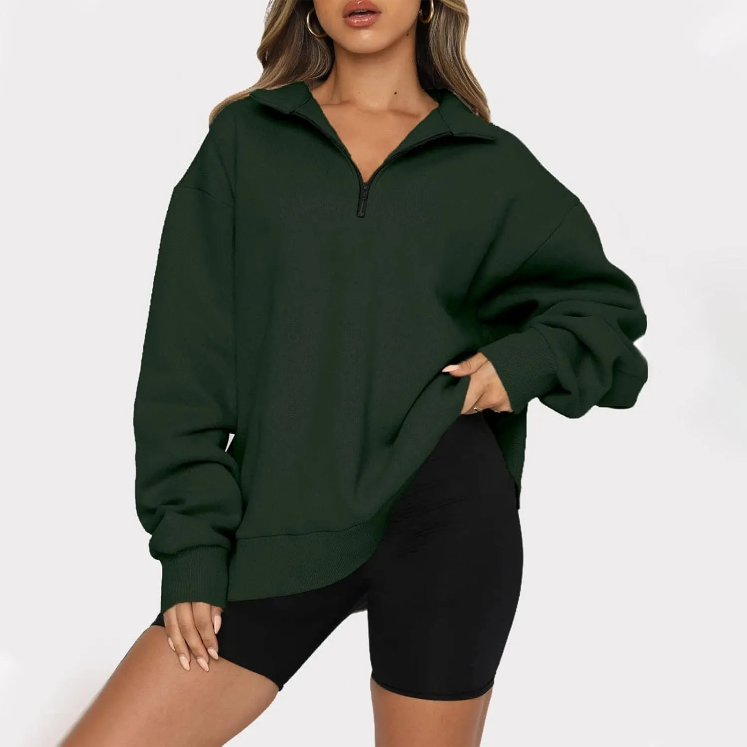 UOQAPRE Oversized Sweatshirt for Women Long Sleeve Womens Sweaters Half Zip Pullover Women Clothes for Girls Christmas