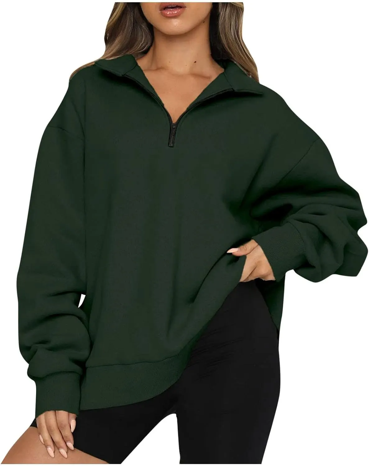 UOQAPRE Oversized Sweatshirt for Women Long Sleeve Womens Sweaters Half Zip Pullover Women Clothes for Girls Christmas