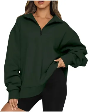 UOQAPRE Oversized Sweatshirt for Women Long Sleeve Womens Sweaters Half Zip Pullover Women Clothes for Girls Christmas