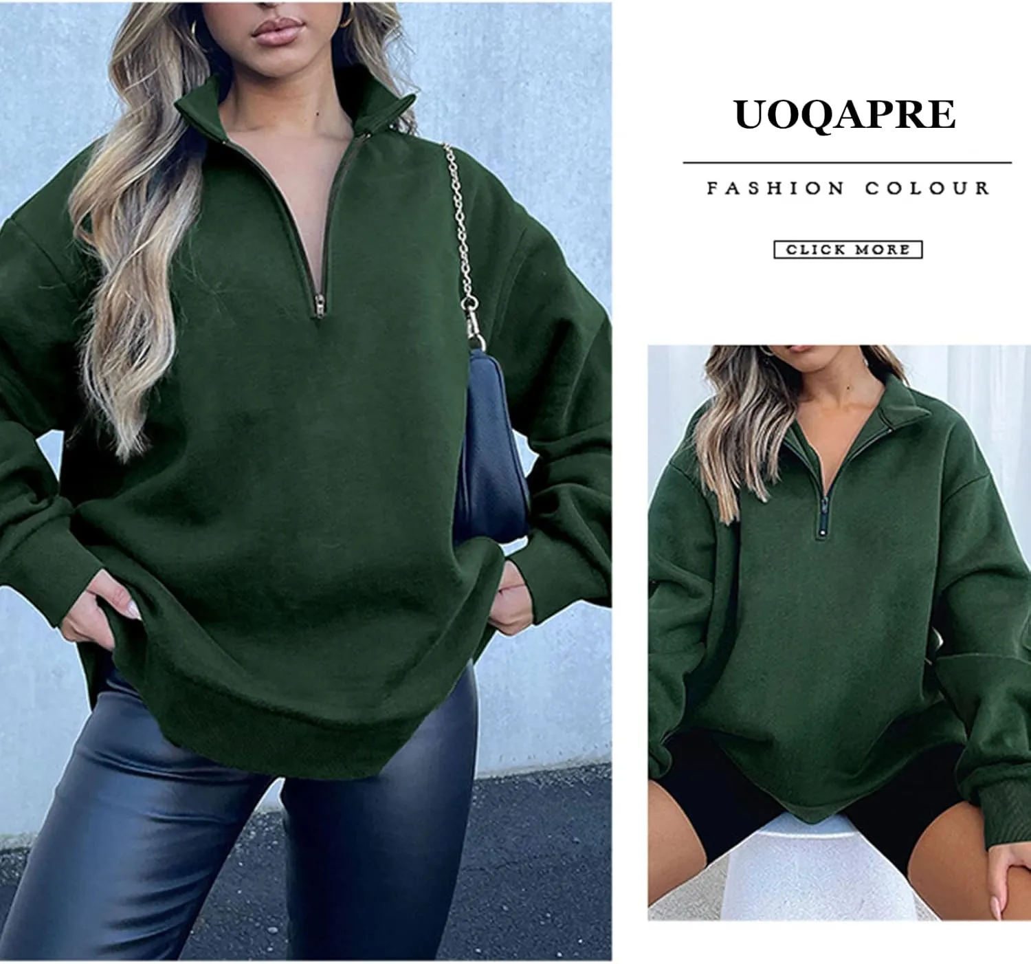 UOQAPRE Oversized Sweatshirt for Women Long Sleeve Womens Sweaters Half Zip Pullover Women Clothes for Girls Christmas