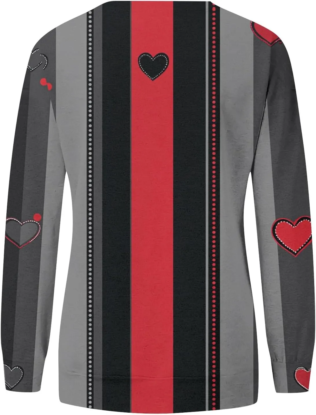 Valentine Sweatshirts For Women Love Hearts Printed Crewneck Pullover Tops Cute Casual Long Sleeve Shirts