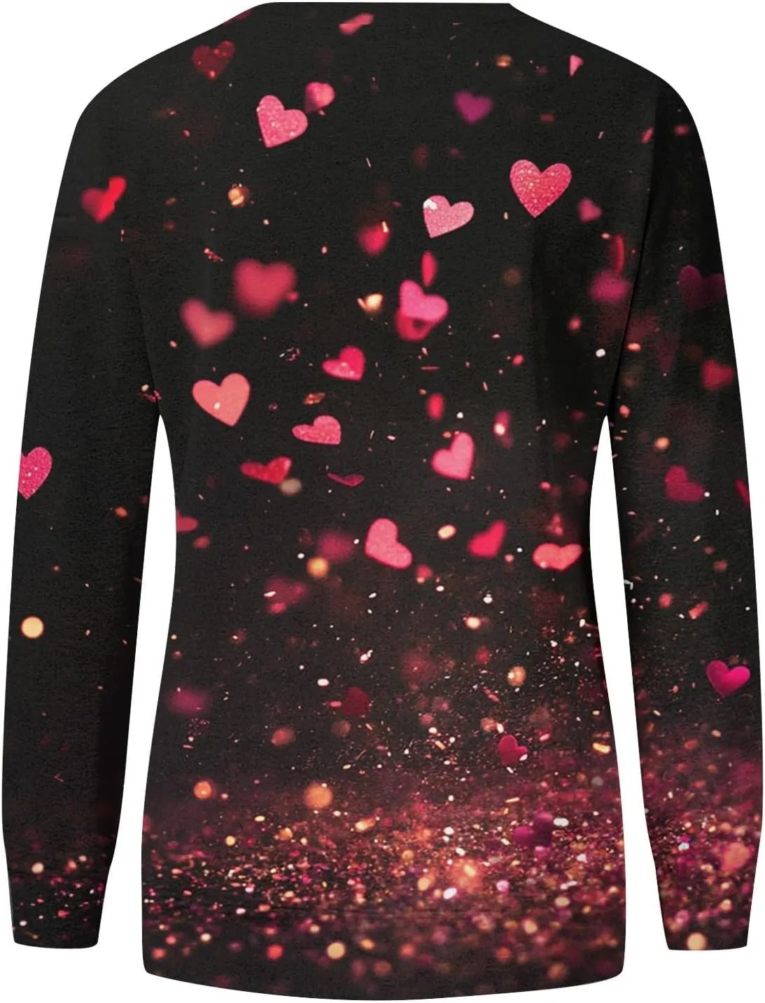 Valentine Sweatshirts For Women Love Hearts Printed Crewneck Pullover Tops Cute Casual Long Sleeve Shirts