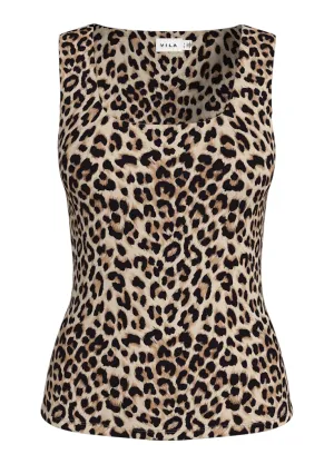 Vila Womens Top Kenza Tank Caramel Cafe/Leo