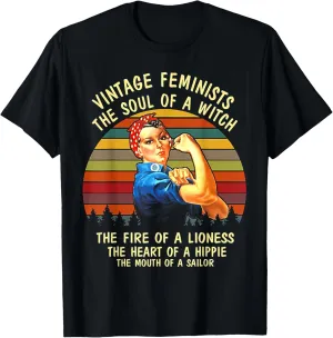 Vintage Feminists The Soul Of A Witch The Fire Of a Lioness T-Shirt