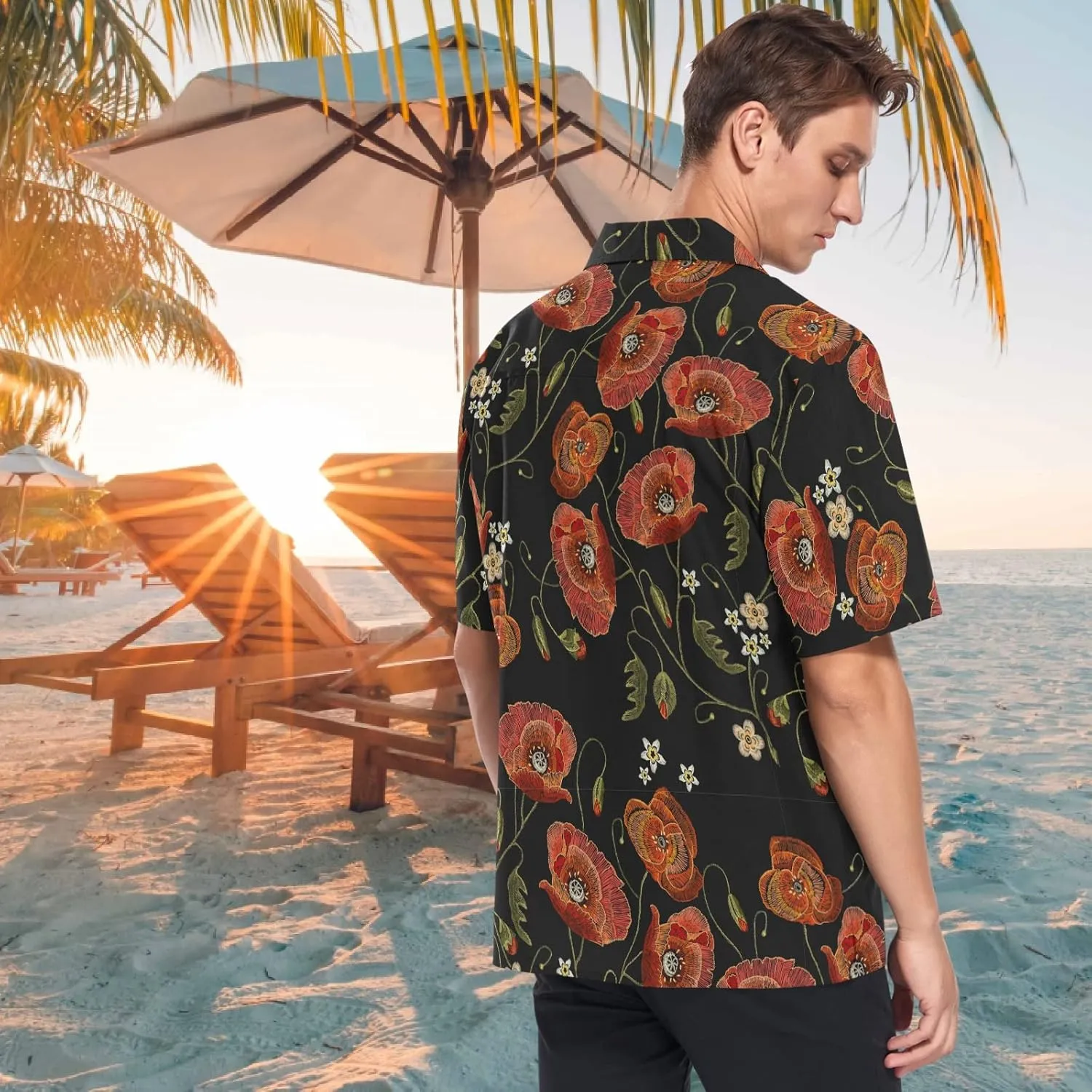 visesunny Mens Unique Pattern Hawaiian Shirt Beach Tropical Button Up Shirts Vacation Cruise Hawaii Summer Clothes