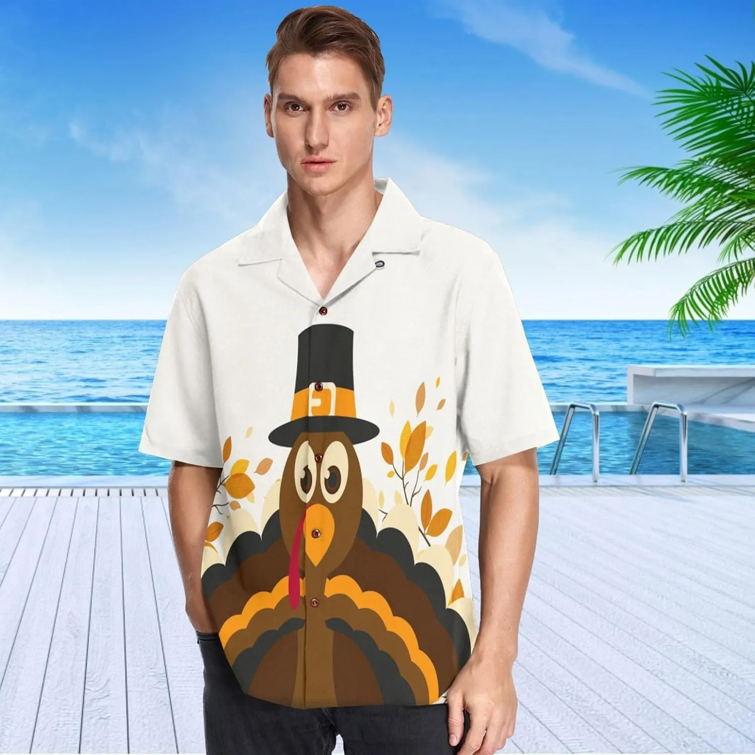 visesunny Novelty Mens Hawaiian Shirts Casual Tropical Short Sleeve Button Down Shirt Summer Beach Shirts S-XXXL