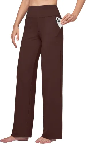 Willit Women's Yoga Pants Wide Leg Dress Work Pants Stretch Casual Pants Slacks with Pockets High Waist 28" 30" 32"