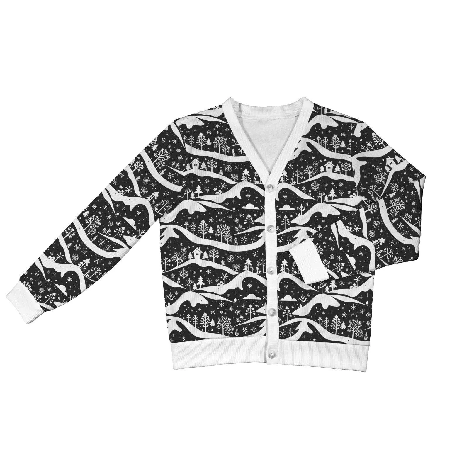 Winter Town Women's Cardigan Button Sweater Custom Women's Cardigan (Model H73)