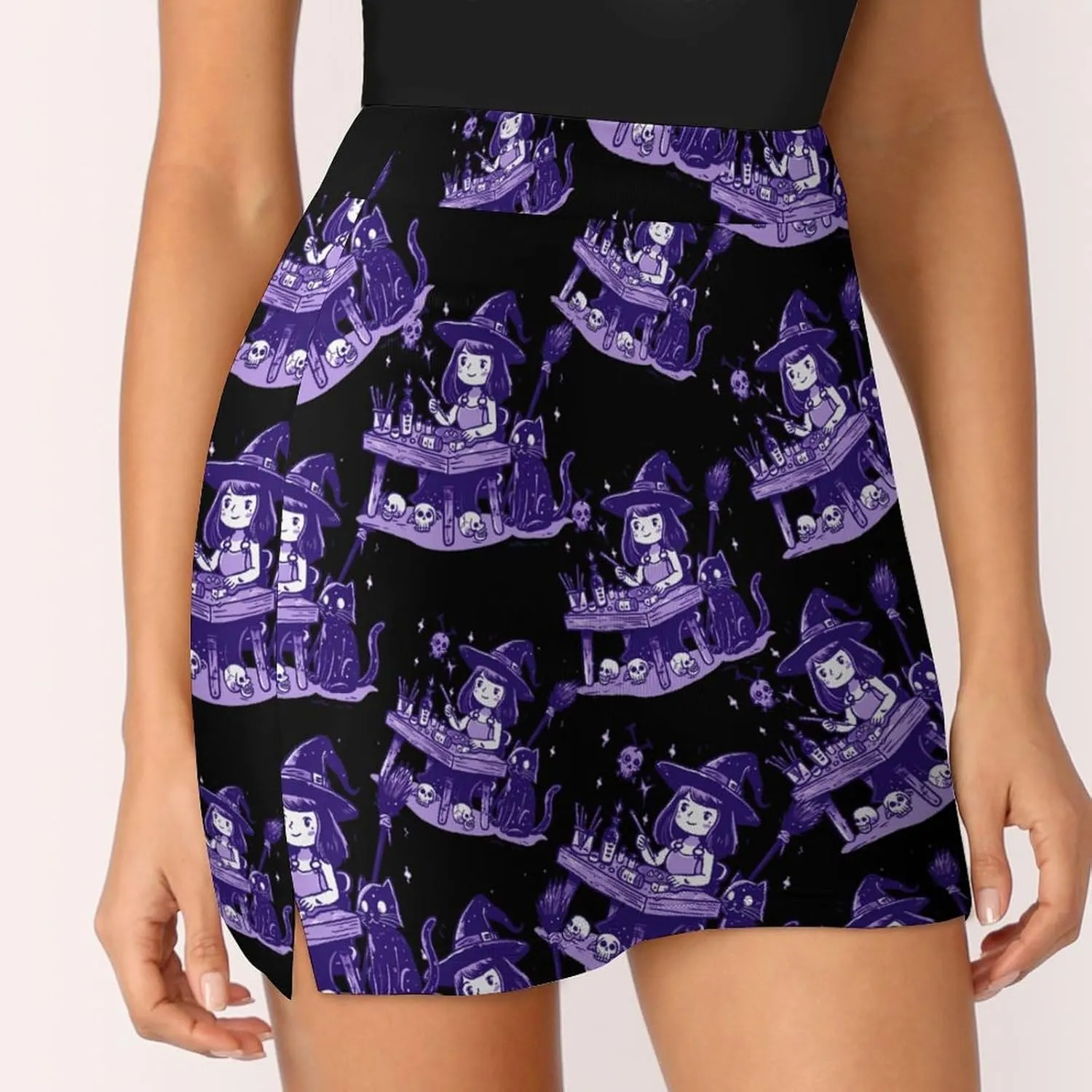 Witch Crafts Women's Skort Athletic Skirt Golf Skorts A-line Skirts with Built-in Shorts Pockets