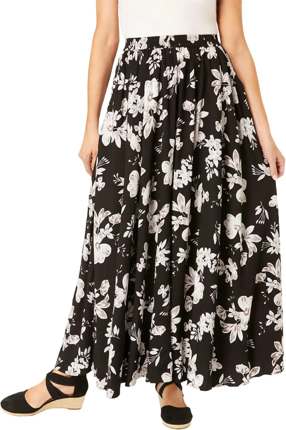 Woman Within Women's Plus Size Pull-On Elastic Waist Soft Maxi Skirt