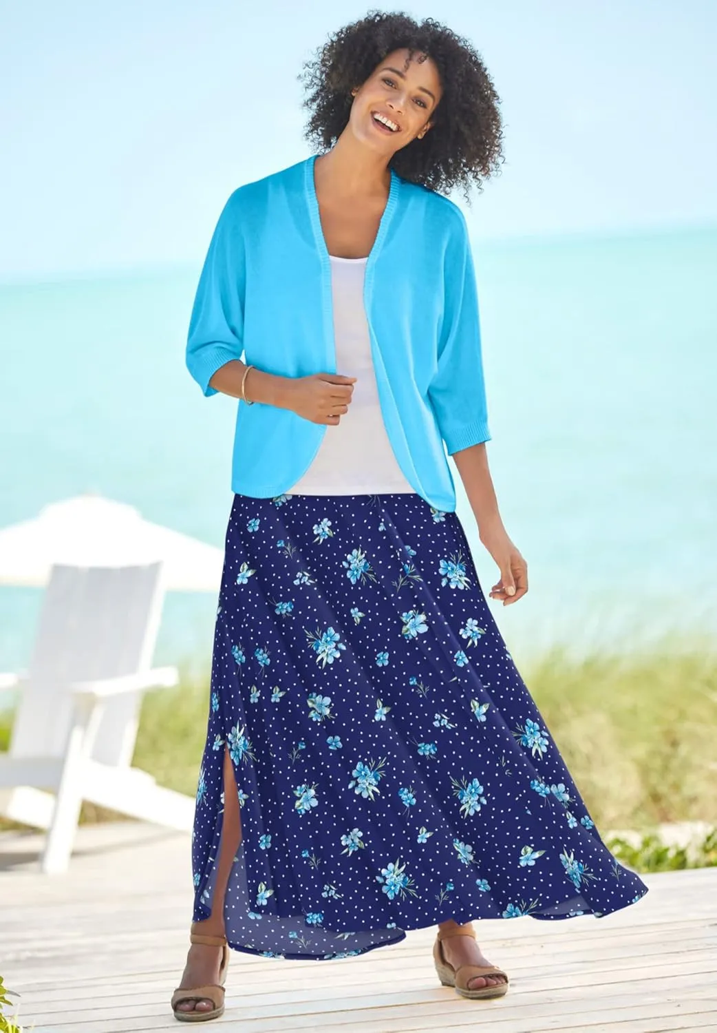 Woman Within Women's Plus Size Pull-On Elastic Waist Soft Maxi Skirt