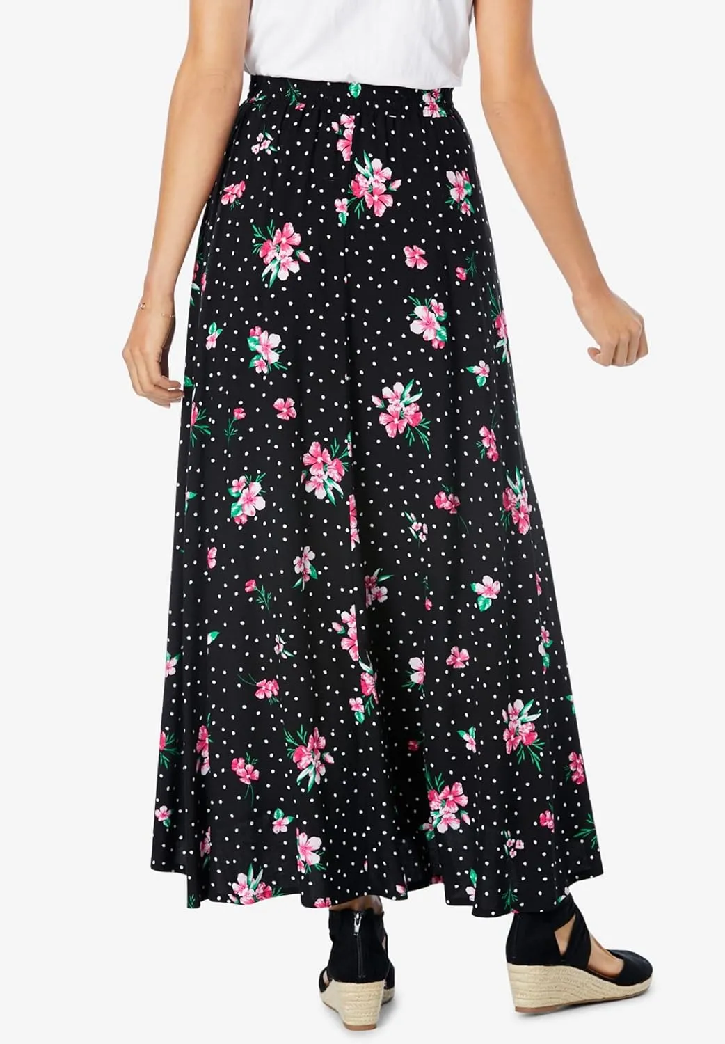 Woman Within Women's Plus Size Pull-On Elastic Waist Soft Maxi Skirt