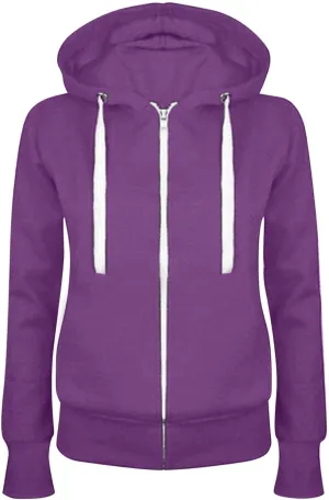 Women Full Zip Hooded Sweatshirts Casual Slim Zipper Fleece Hoodies Tops Fashion Fall Winter Sweater Coat