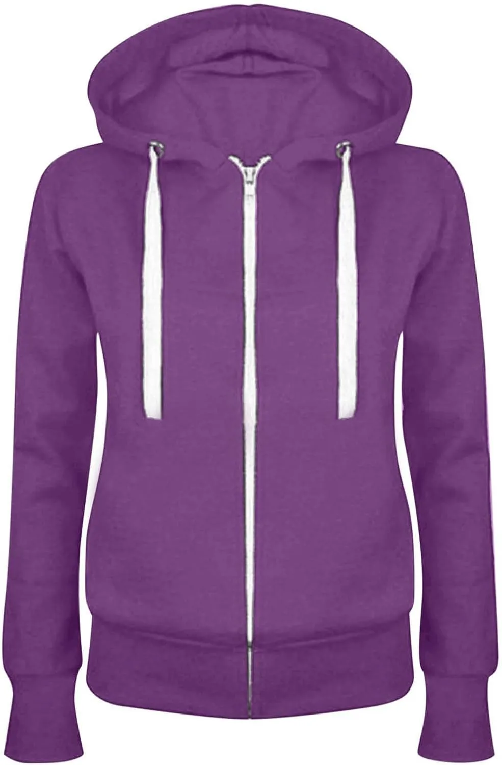 Women Full Zip Hooded Sweatshirts Casual Slim Zipper Fleece Hoodies Tops Fashion Fall Winter Sweater Coat
