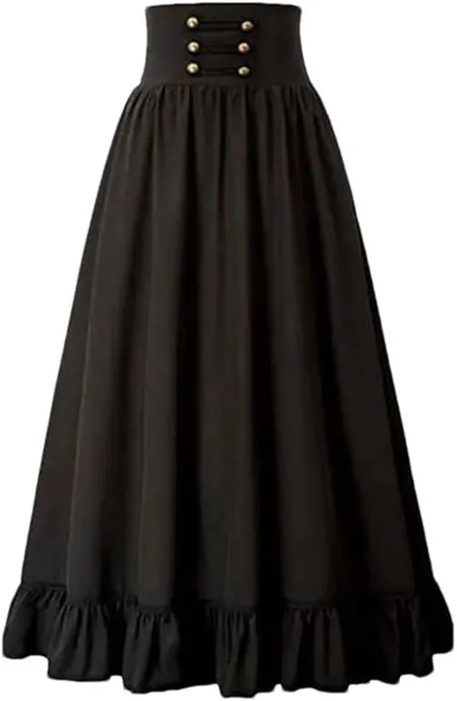 Women Pleated Party Skirts High Waist A-Line Long Skirt Women Slim-Fit Casual Skirt