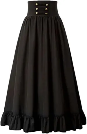 Women Pleated Party Skirts High Waist A-Line Long Skirt Women Slim-Fit Casual Skirt