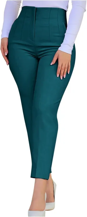 Women Suit Pants Dressy Elegant High Elastic Waisted Stretchy Tummy Control Business Work Pants Casual Skinny Pants
