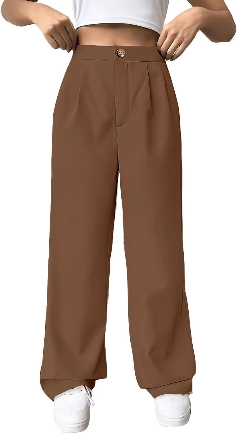 Women Suit Pants Formal Business Office Casual Slacks Workwear Trousers High Waisted Straight Leg Stylish Pants