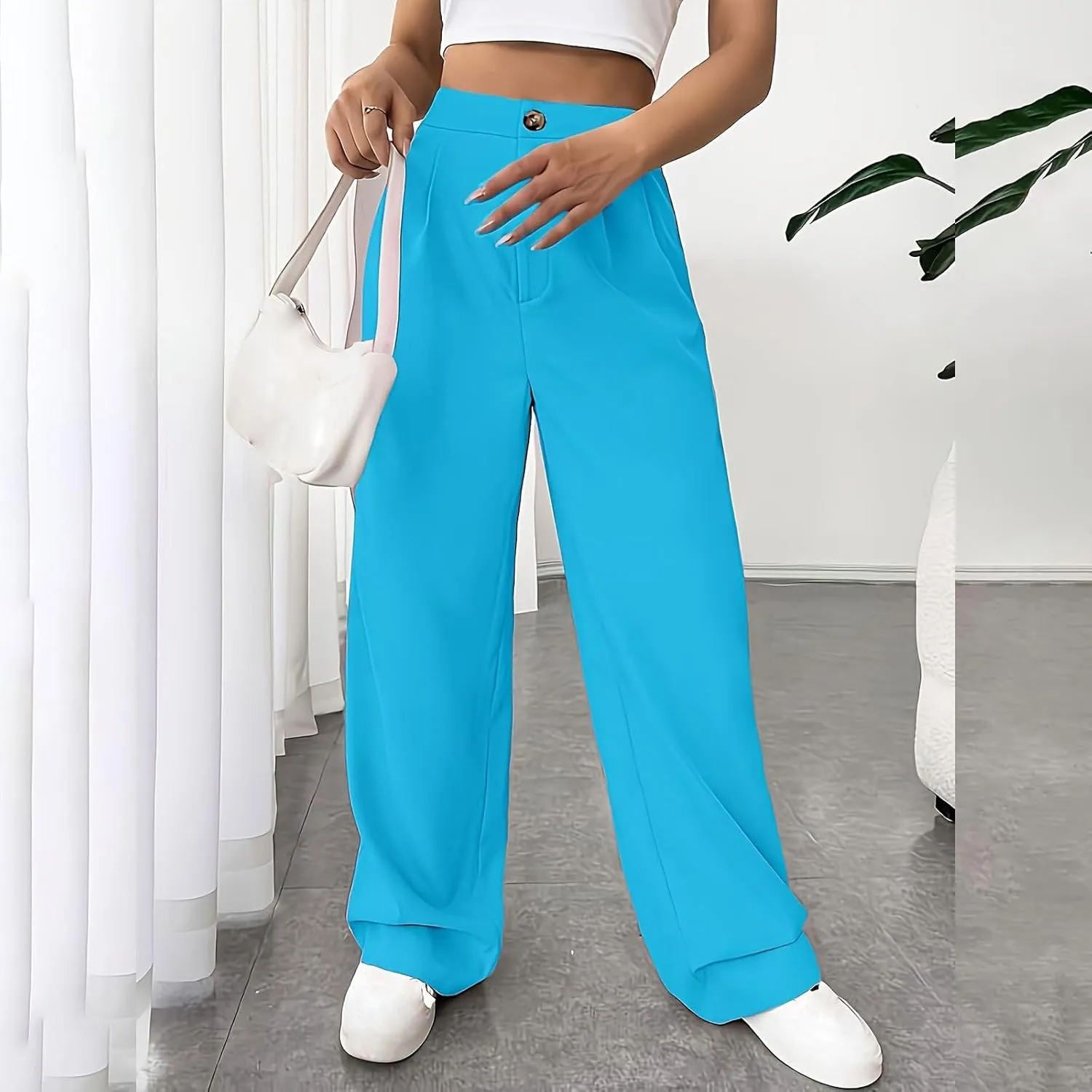 Women Suit Pants Formal Business Office Casual Slacks Workwear Trousers High Waisted Straight Leg Stylish Pants