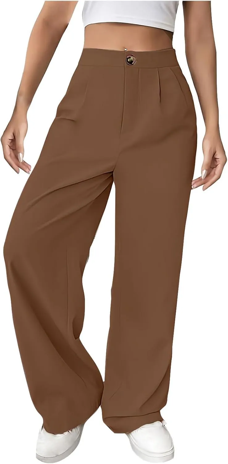 Women Suit Pants Formal Business Office Casual Slacks Workwear Trousers High Waisted Straight Leg Stylish Pants