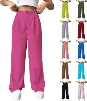 Women Suit Pants Formal Business Office Casual Slacks Workwear Trousers High Waisted Straight Leg Stylish Pants