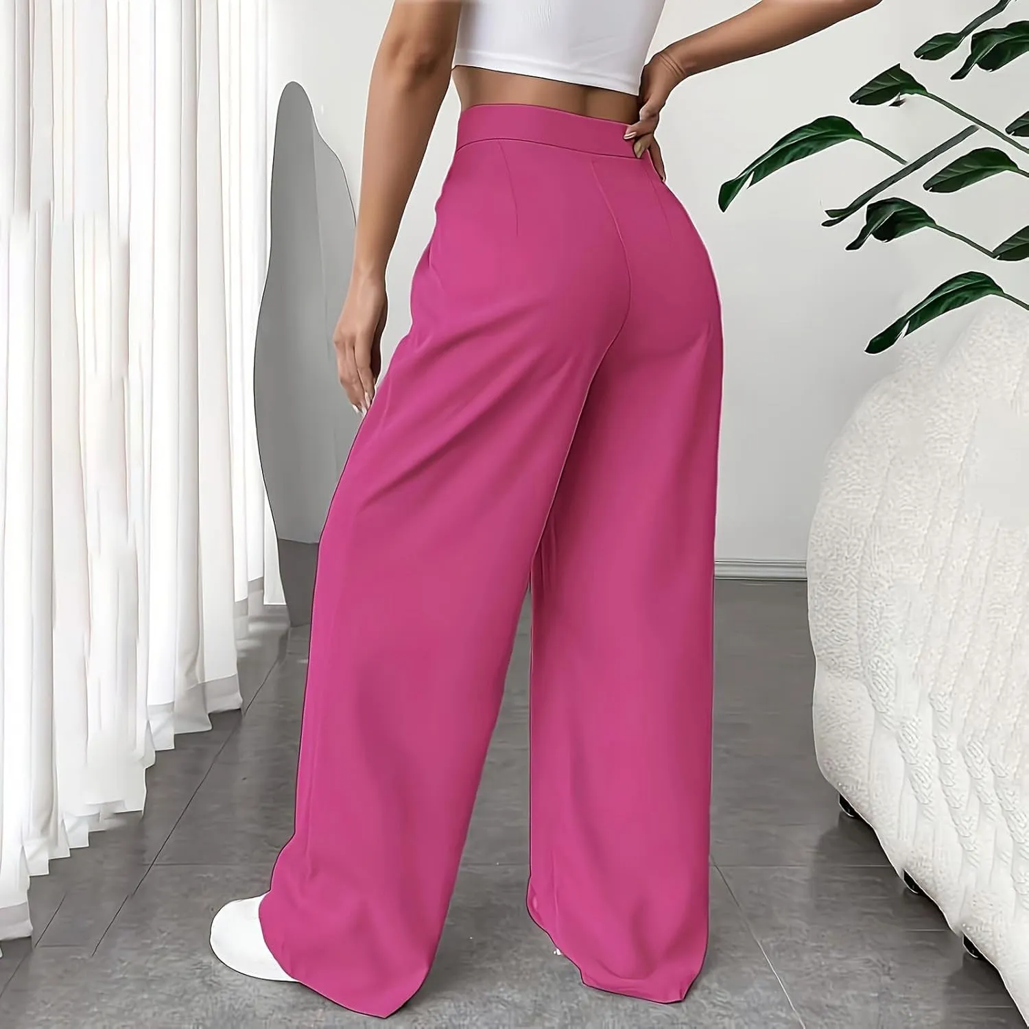 Women Suit Pants Formal Business Office Casual Slacks Workwear Trousers High Waisted Straight Leg Stylish Pants