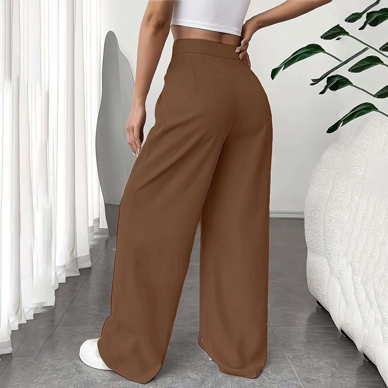 Women Suit Pants Formal Business Office Casual Slacks Workwear Trousers High Waisted Straight Leg Stylish Pants